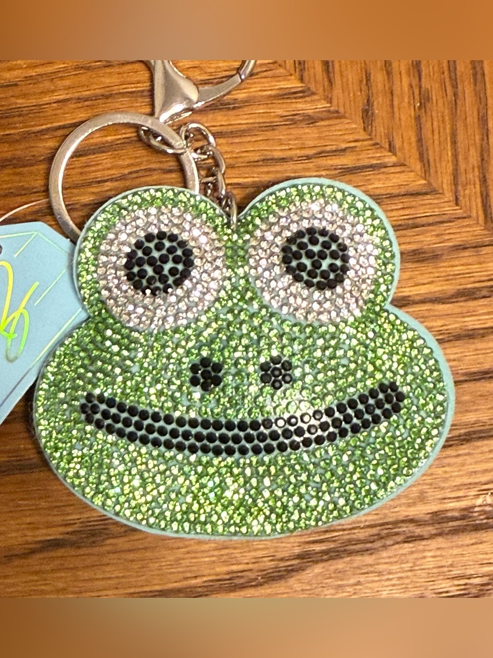 Rhinestone Frog Bag Charm Keychain Green Crystal Purse Charm Kawaii NWT